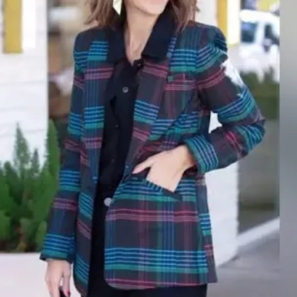 CAbi Multicolor Plaid Blazer
